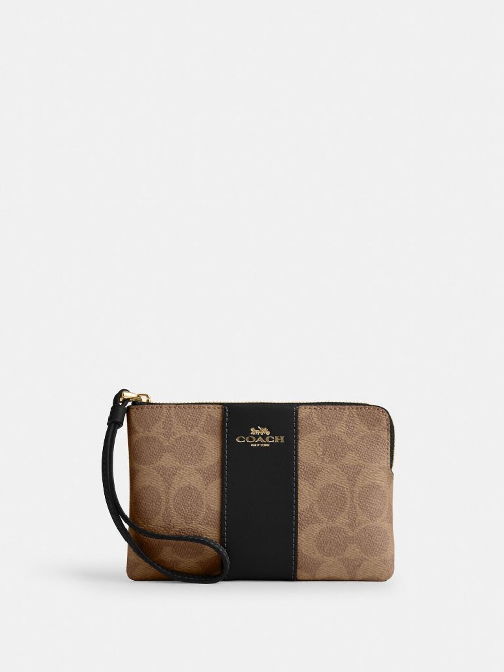 Coach Outlet Corner Zip Wristlet In Signature Canvas With Stripe